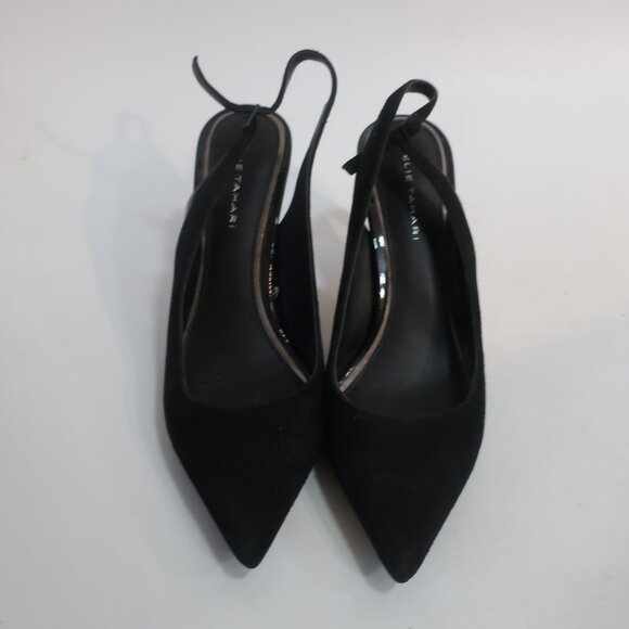Womens Elie Tahari Black Suede Pointy Slingback Heels Pumps 38.5 US/8.5 - Picture 2 of 11